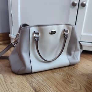 Coach Two-Tone Satchel - Cream & Light Gray